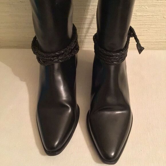 Vintage Scruples Black leather rope riding boots. - Picture 2 of 8